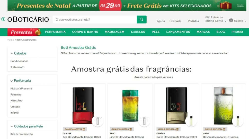 amostra grátis Boticário